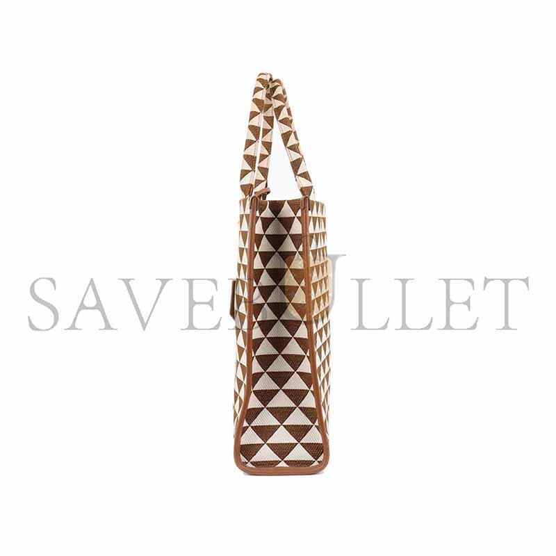 PRADA BROWN CREAM LARGE SYMBOLE TOTE 1BA356 (39*31*11cm)